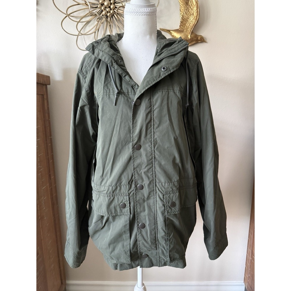 Old Navy Utility Jacket Men S Forest Green Water Resistant Hooded Cargo Coat